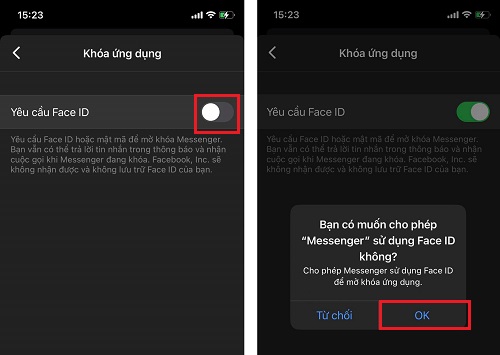 khóa, mở khóa Messenger trên iPhone 