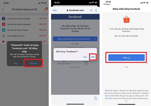 liên kết Shopee với Facebook 