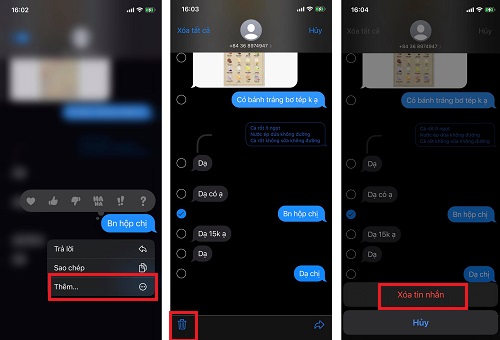 xóa tin nhắn iMessage đã gửi