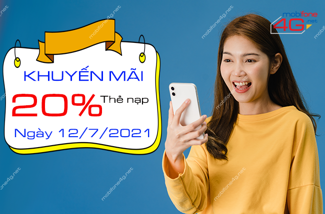 mobifone khuyen mai 20 the nap ngay 12 7 2021