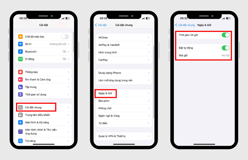 Cai dat lai thoi gian tren dien thoai iPhone