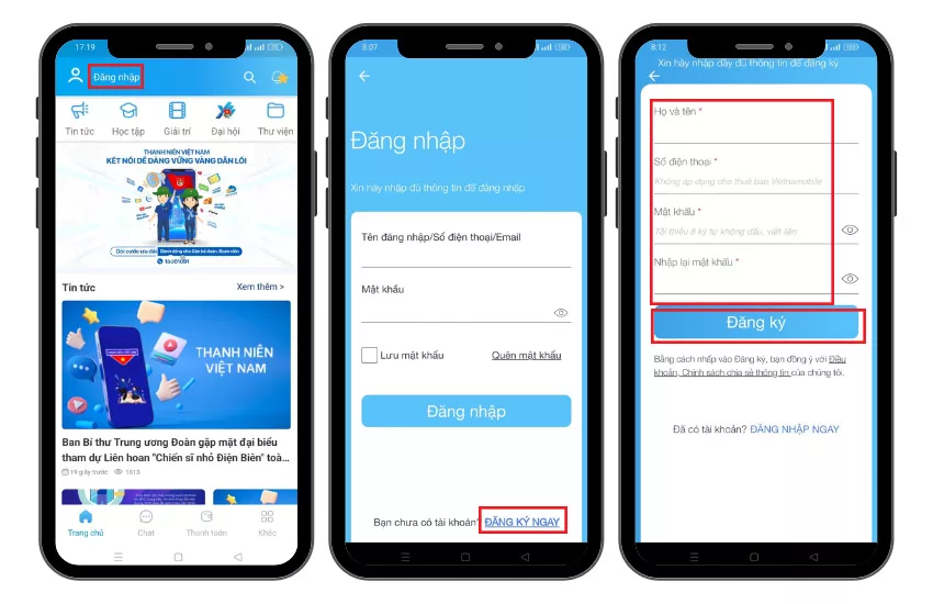 Cach dang ky app Thanh nien Viet Nam