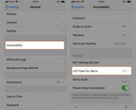 Cách bật đèn flash trên iPhone