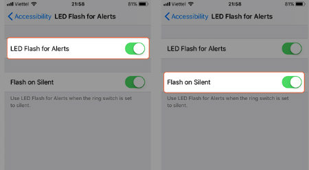 Cách bật đèn flash trên iPhone