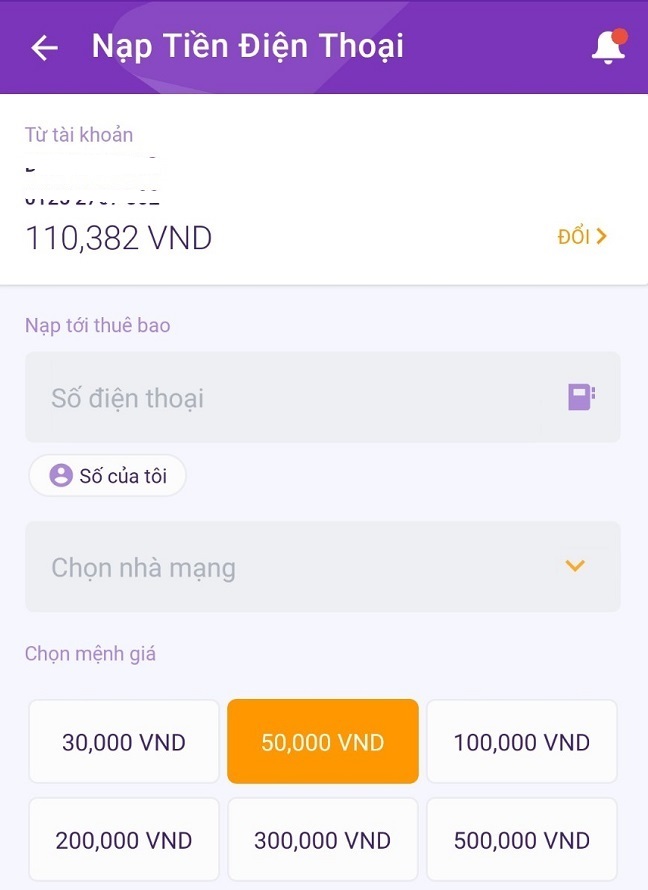 nap tiền mobifone qua app ngân hàng