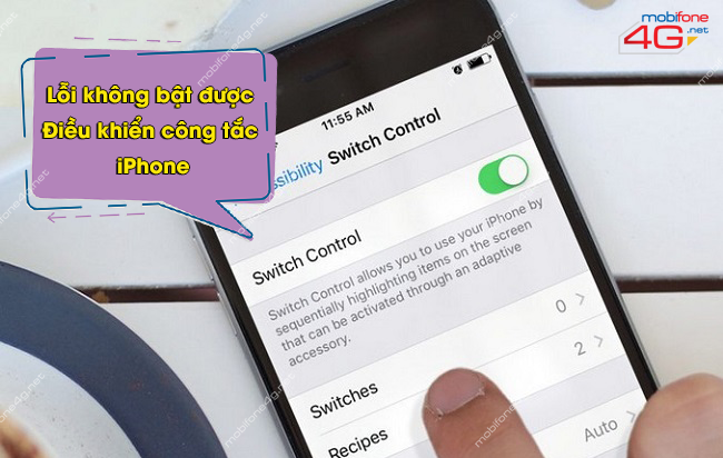 lỗi không bật được Điều khiển công tắc iPhone