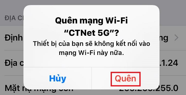 không truy cập được wifi trên iPhone 