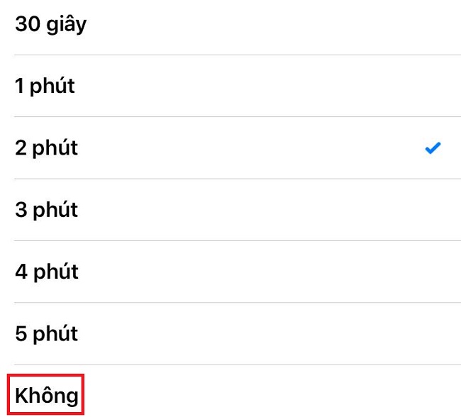 lỗi không thiết lập được thời gian khóa màn hình iPhone