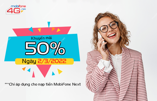 MobiFone tặng 50% thẻ nạp ngày 2/3/2022