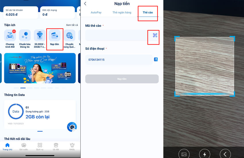 nap tien mobifone bang ma qr