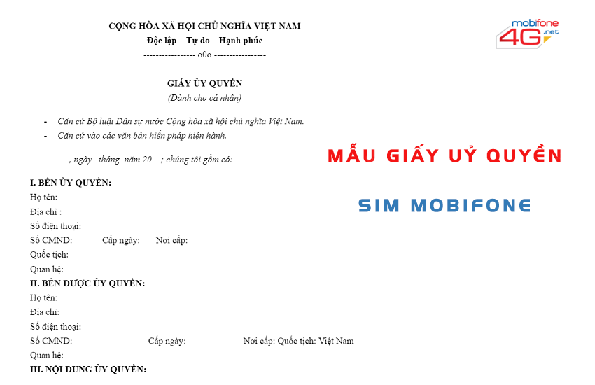 mau giay uy quyen mobifone