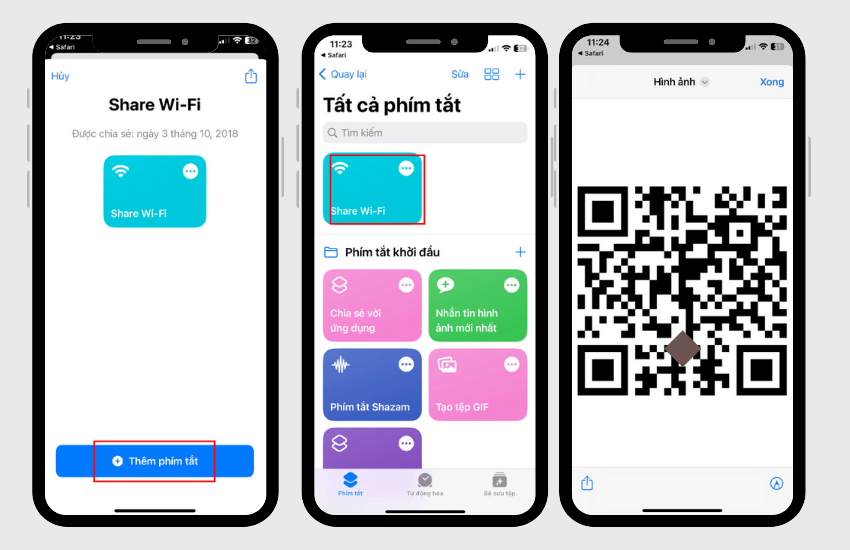 chia se ma qr wifi tren iphone